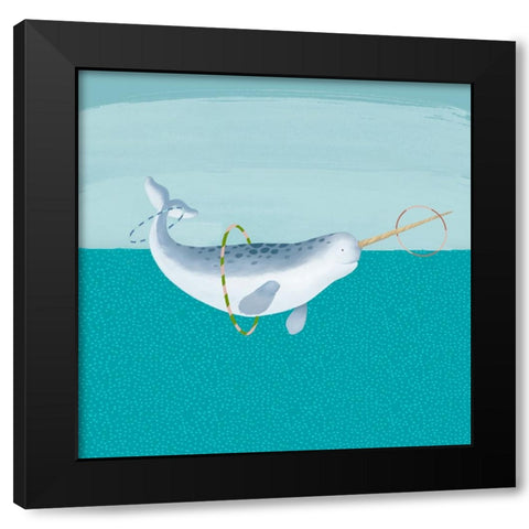 Hula Hoops Whale Black Modern Wood Framed Art Print with Double Matting by Sheppard, Lucca