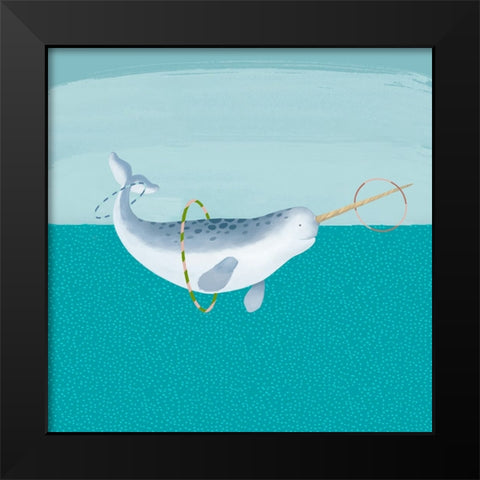 Hula Hoops Whale Black Modern Wood Framed Art Print by Sheppard, Lucca