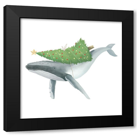 Christmas Whale Black Modern Wood Framed Art Print by Sheppard, Lucca