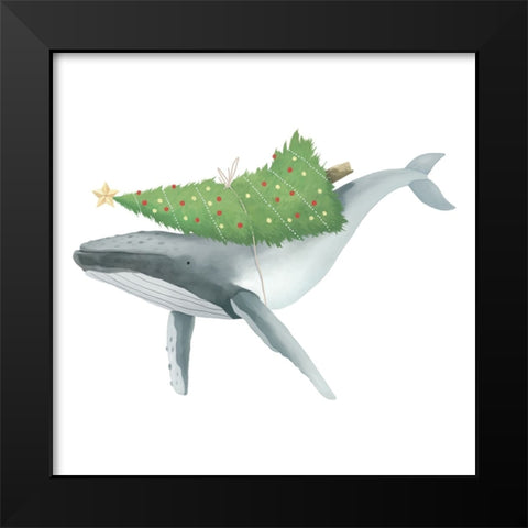 Christmas Whale Black Modern Wood Framed Art Print by Sheppard, Lucca