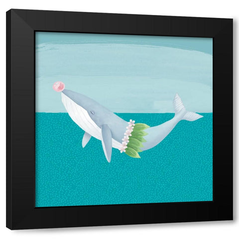 Hula Whale Black Modern Wood Framed Art Print by Sheppard, Lucca