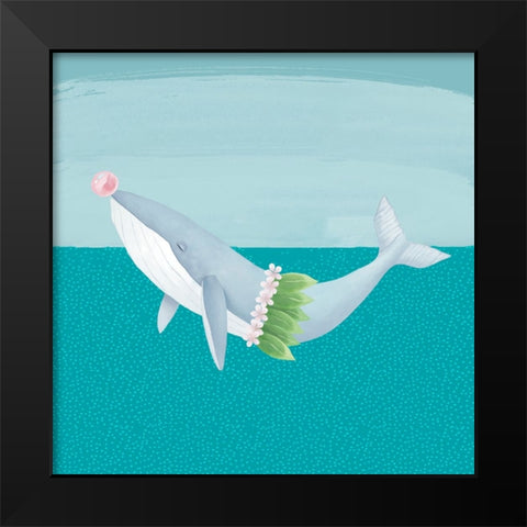 Hula Whale Black Modern Wood Framed Art Print by Sheppard, Lucca