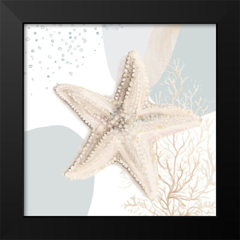 Ocean Oasis Bubbles Starfish Black Modern Wood Framed Art Print by Pinto, Patricia