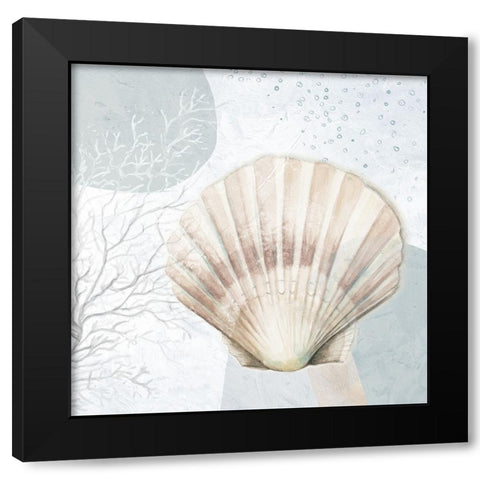 Ocean Oasis Bubbles Blush Scallop Black Modern Wood Framed Art Print by Pinto, Patricia