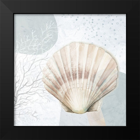 Ocean Oasis Bubbles Blush Scallop Black Modern Wood Framed Art Print by Pinto, Patricia