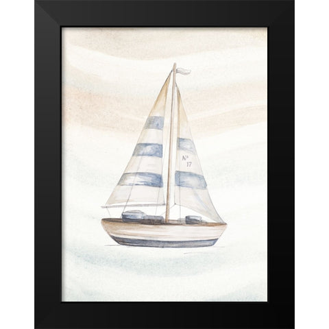 Ocean Oasis Little Sail I Black Modern Wood Framed Art Print by Pinto, Patricia