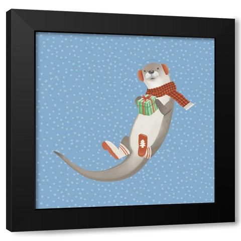 Festive Seal Black Modern Wood Framed Art Print with Double Matting by Sheppard, Lucca