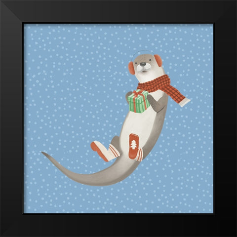 Festive Seal Black Modern Wood Framed Art Print by Sheppard, Lucca