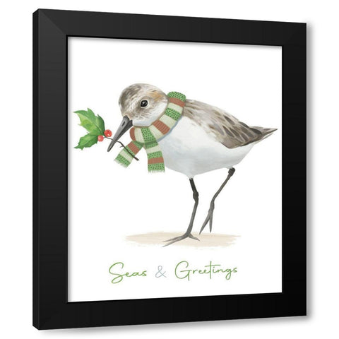 Christmas Sandpiper II Black Modern Wood Framed Art Print with Double Matting by Sheppard, Lucca