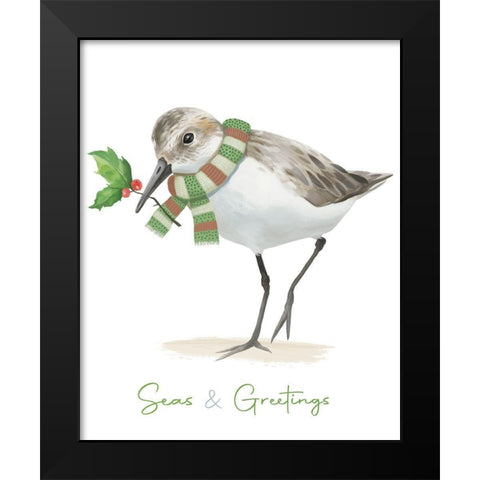 Christmas Sandpiper II Black Modern Wood Framed Art Print by Sheppard, Lucca