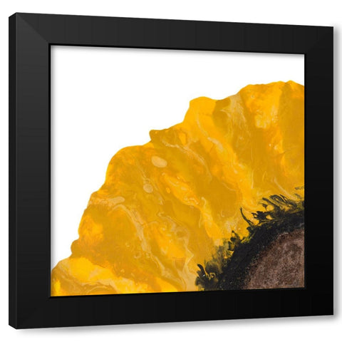 Yellow Petal Black Modern Wood Framed Art Print with Double Matting by Grace, Ajoya