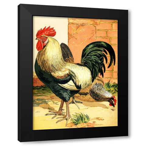Rooster Black Modern Wood Framed Art Print by Piddix