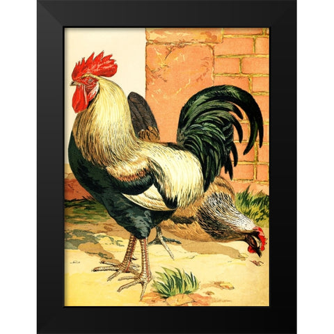 Rooster Black Modern Wood Framed Art Print by Piddix