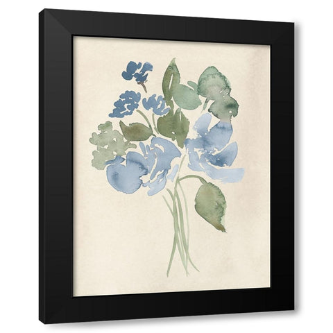 Blue Bouquet I Black Modern Wood Framed Art Print with Double Matting by Price, Lucille