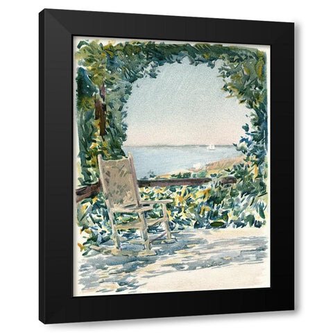 Sea View Garden Black Modern Wood Framed Art Print with Double Matting by Piddix
