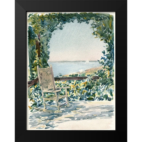 Sea View Garden Black Modern Wood Framed Art Print by Piddix