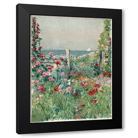 Sea View Garden Path Black Modern Wood Framed Art Print by Piddix