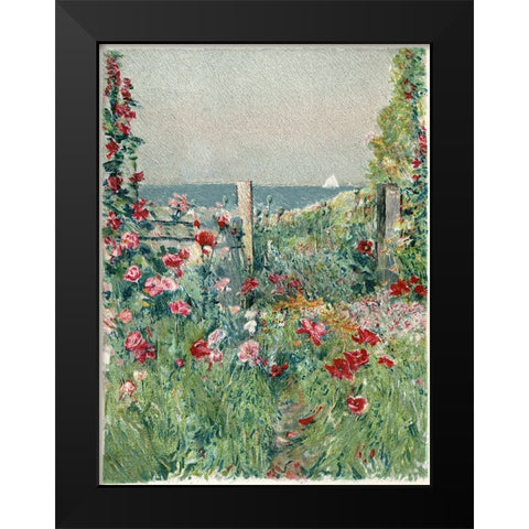 Sea View Garden Path Black Modern Wood Framed Art Print by Piddix