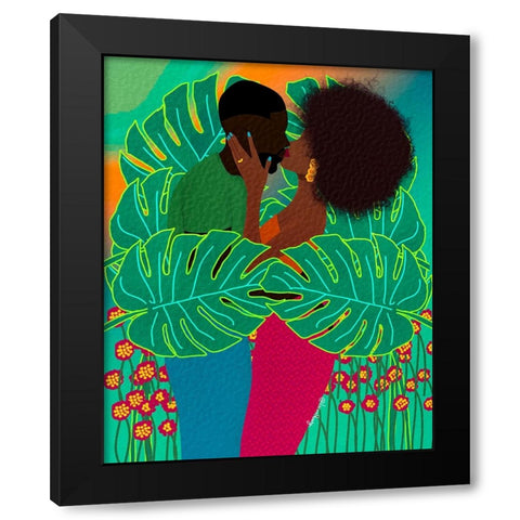 Lovers Black Modern Wood Framed Art Print by Lorintheory