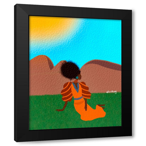 Sitting Pretty Black Modern Wood Framed Art Print by Lorintheory