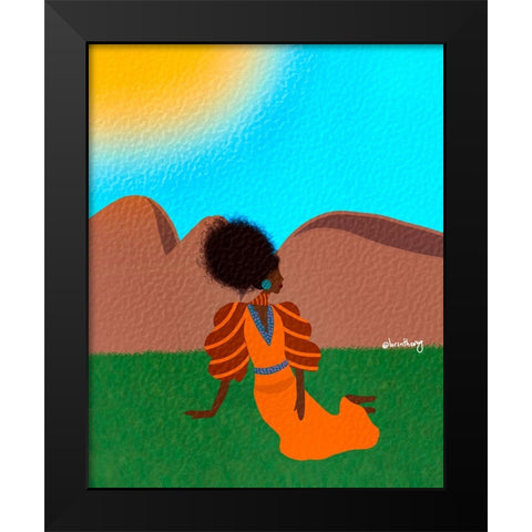 Sitting Pretty Black Modern Wood Framed Art Print by Lorintheory