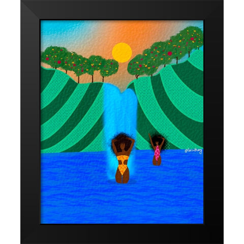 Swim Time Black Modern Wood Framed Art Print by Lorintheory