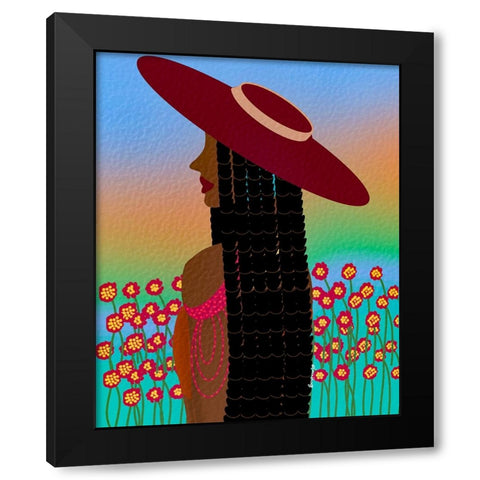 Lola Lady Black Modern Wood Framed Art Print by Lorintheory