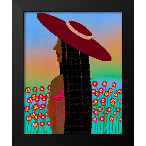 Lola Lady Black Modern Wood Framed Art Print by Lorintheory