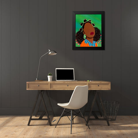 Bantu Knots Black Modern Wood Framed Art Print by Lorintheory