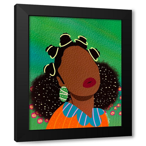 Bantu Knots Black Modern Wood Framed Art Print by Lorintheory