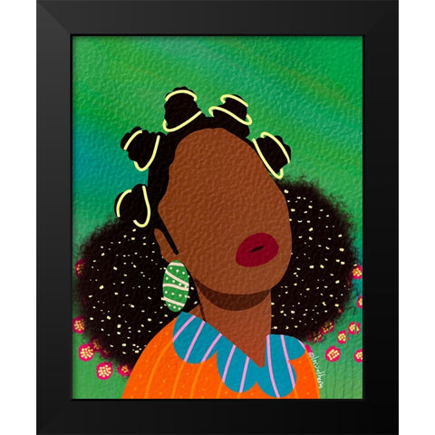 Bantu Knots Black Modern Wood Framed Art Print by Lorintheory