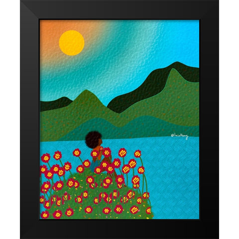 Peaceful Black Modern Wood Framed Art Print by Lorintheory