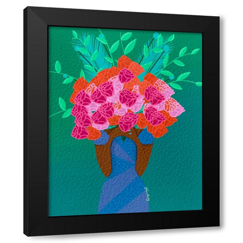 Blooming Black Modern Wood Framed Art Print with Double Matting by Lorintheory