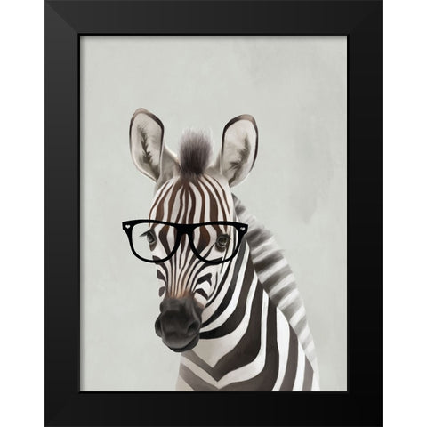 Serious Zebra Black Modern Wood Framed Art Print by Sheppard, Lucca