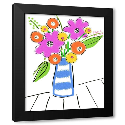 Pop Bouquet I Black Modern Wood Framed Art Print by Mosher, Deidre