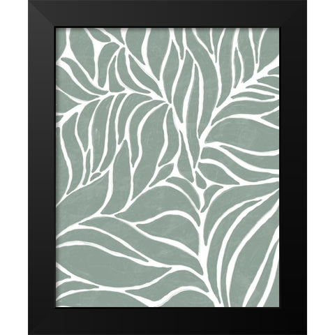 Sage Leaves Black Modern Wood Framed Art Print by Quach, Anna