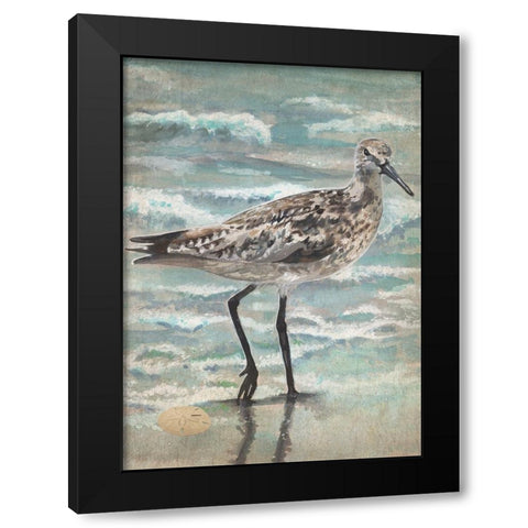 Strolling Sandpiper Black Modern Wood Framed Art Print with Double Matting by Christopher, Erica