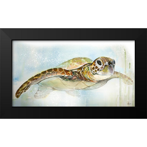 Majestic Turtle Black Modern Wood Framed Art Print by Diannart