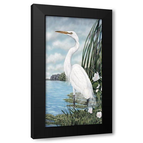 Great White Egret Black Modern Wood Framed Art Print with Double Matting by Harris, James