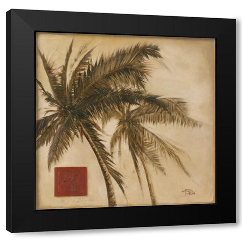 Sepia Palm II Black Modern Wood Framed Art Print with Double Matting by Pinto, Patricia