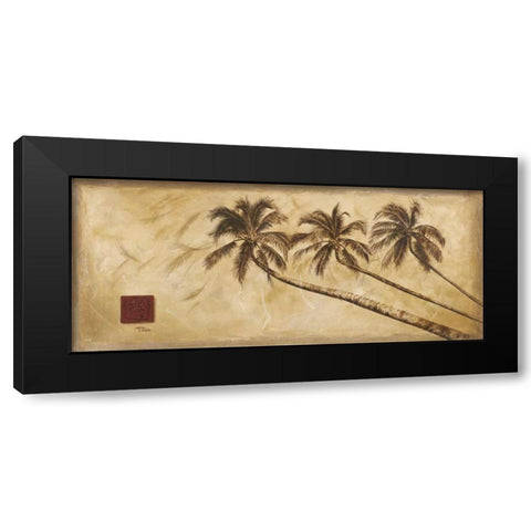 Sepia Palms Black Modern Wood Framed Art Print with Double Matting by Pinto, Patricia