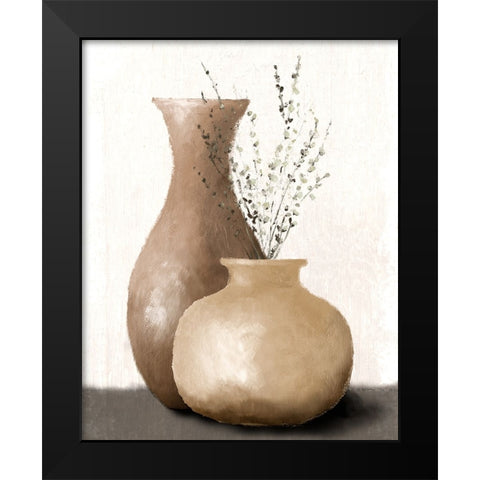 Earth Toned Urns Black Modern Wood Framed Art Print by Loreth, Lanie