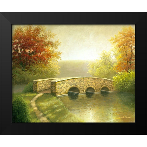 Autumn Bridge I Black Modern Wood Framed Art Print by Marcon, Michael