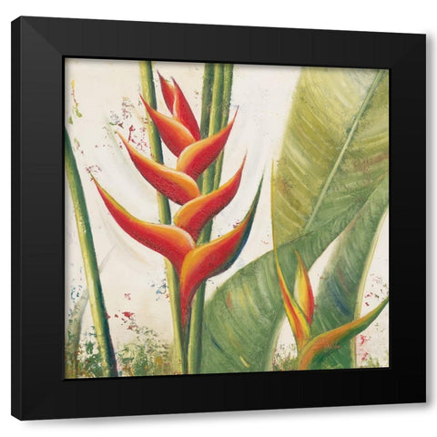 Heliconias With Leaves I Black Modern Wood Framed Art Print with Double Matting by Pinto, Patricia
