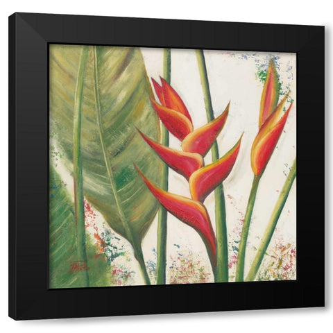 Heliconias With Leaves II Black Modern Wood Framed Art Print by Pinto, Patricia