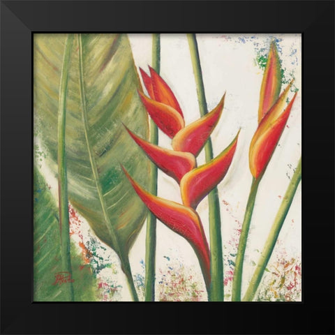Heliconias With Leaves II Black Modern Wood Framed Art Print by Pinto, Patricia