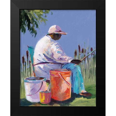 Sisters Fishing I Black Modern Wood Framed Art Print by Slivka, Jane