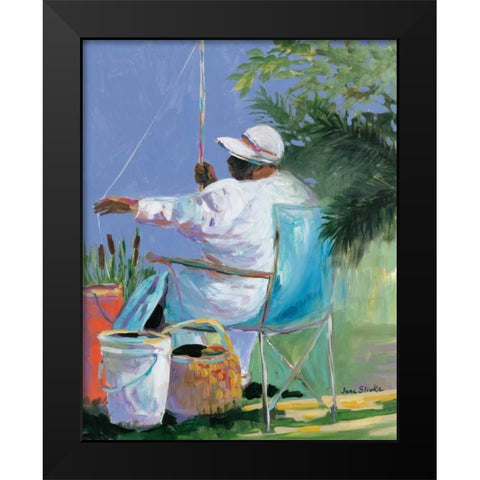 Sisters Fishing II Black Modern Wood Framed Art Print by Slivka, Jane