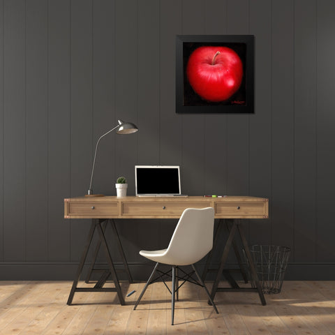 Red Apple Black Modern Wood Framed Art Print by Arenas, Nelly