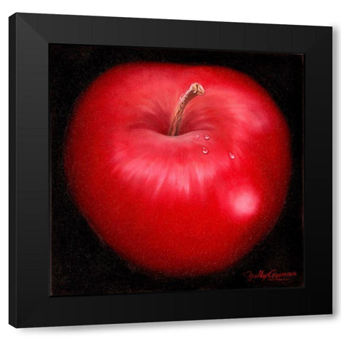 Red Apple Black Modern Wood Framed Art Print by Arenas, Nelly